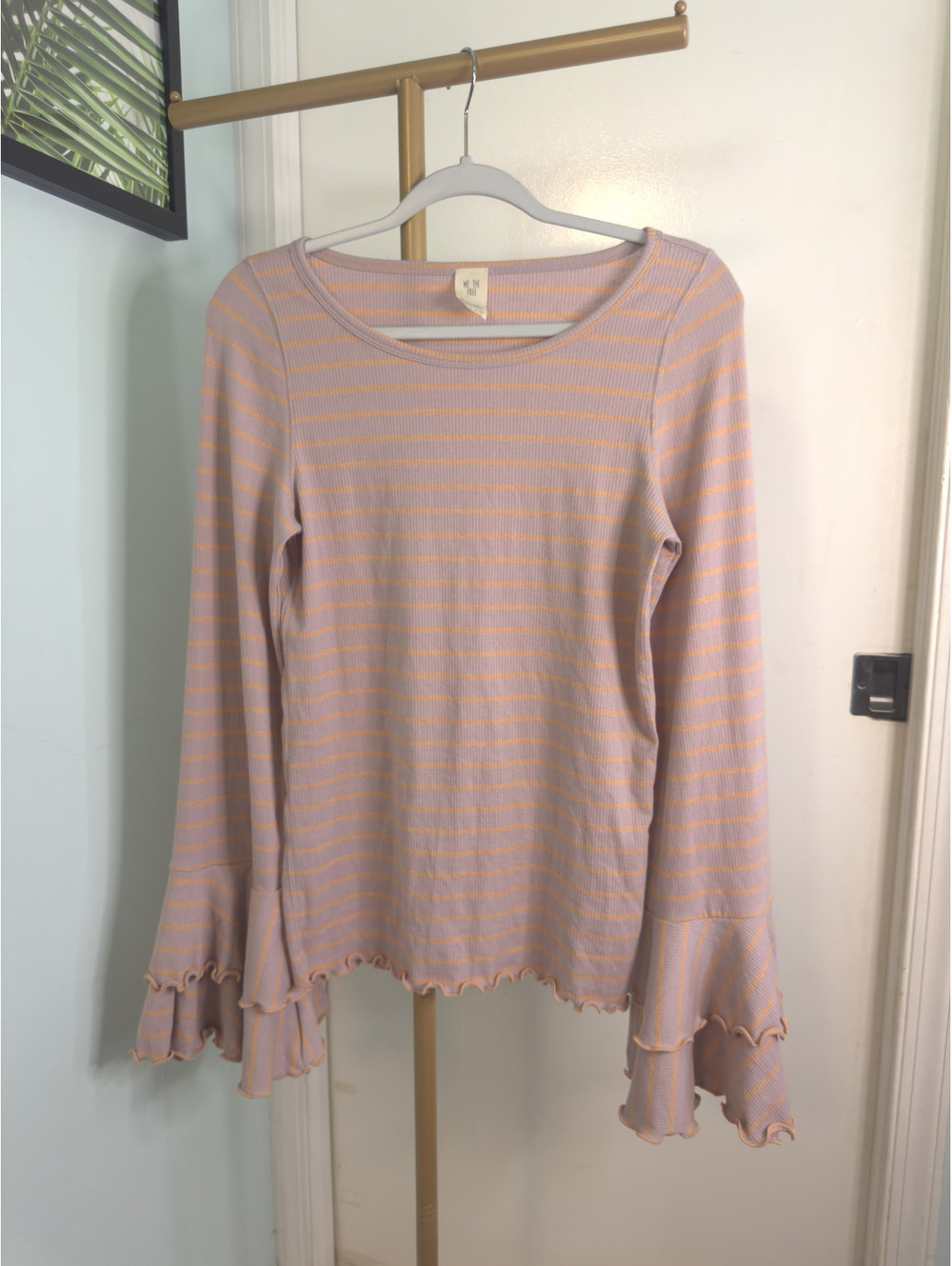 Free People Ruffle Bell Sleeve Striped Top